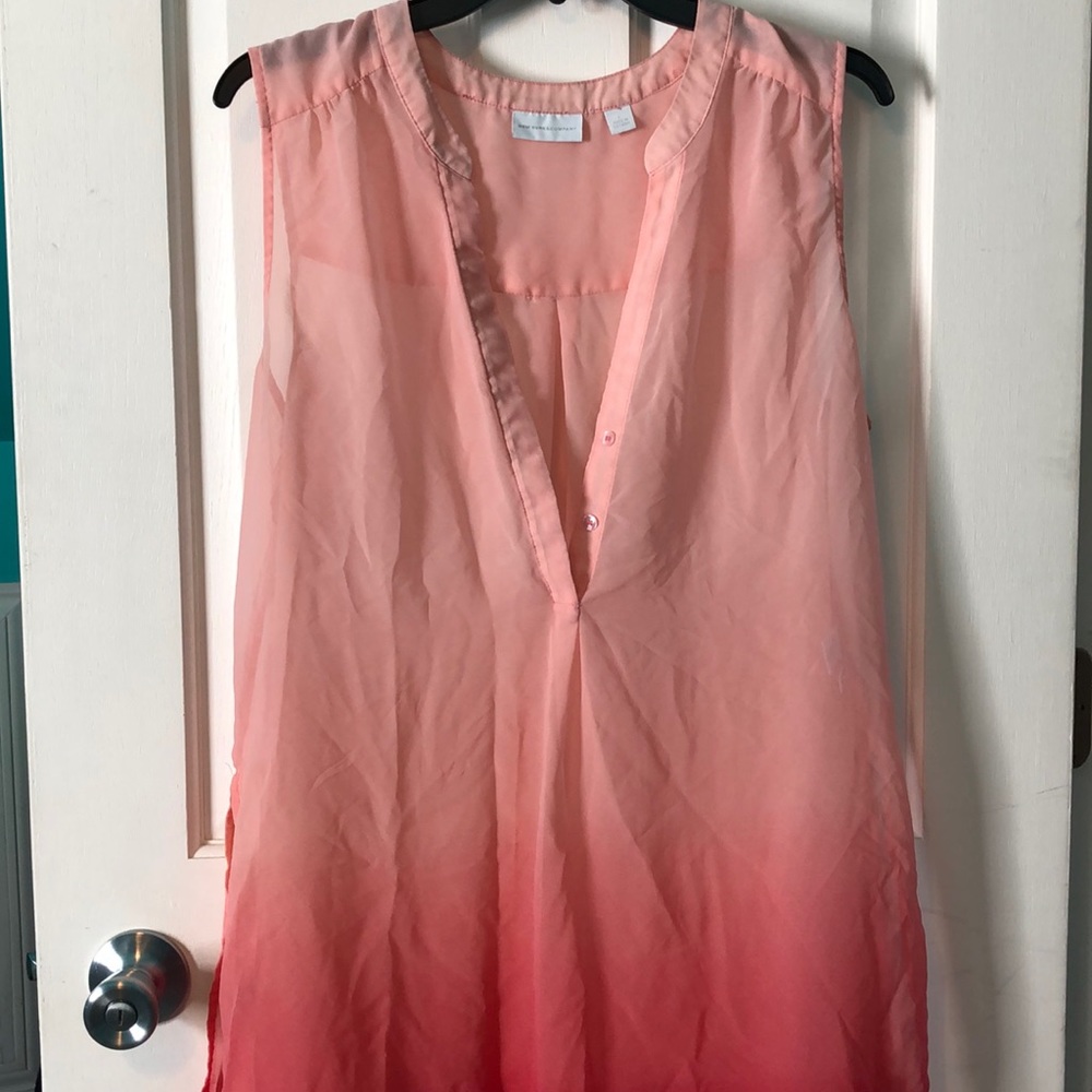 New York & Co Pink Ombré Hi Low Sleeveless Top *L*